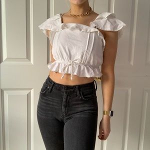 White cottagecore crop